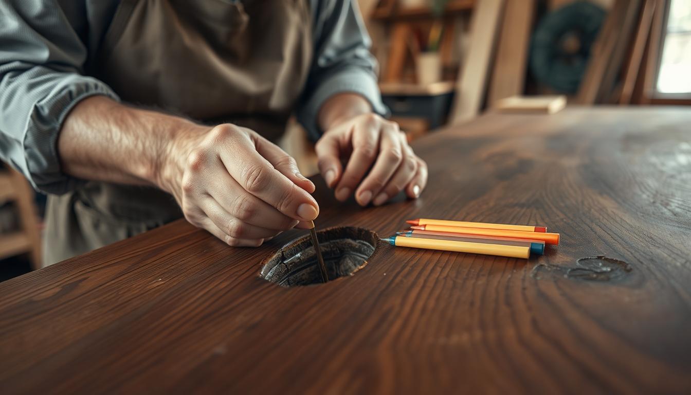 How to Use Burn-In Sticks to Repair Deep Gouges in Wood Surfaces