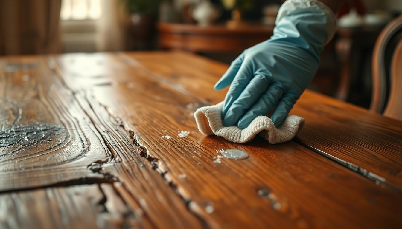 How to Clean Sticky Residue and Grease Off Antique Wood Tables