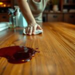 Cleaning wood after spills